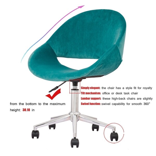 OVIOS Cute Desk Chair Plush Velvet Office Chair for Home or Office in Sliver Pink As Is Item Bed Bath Beyond 31133079