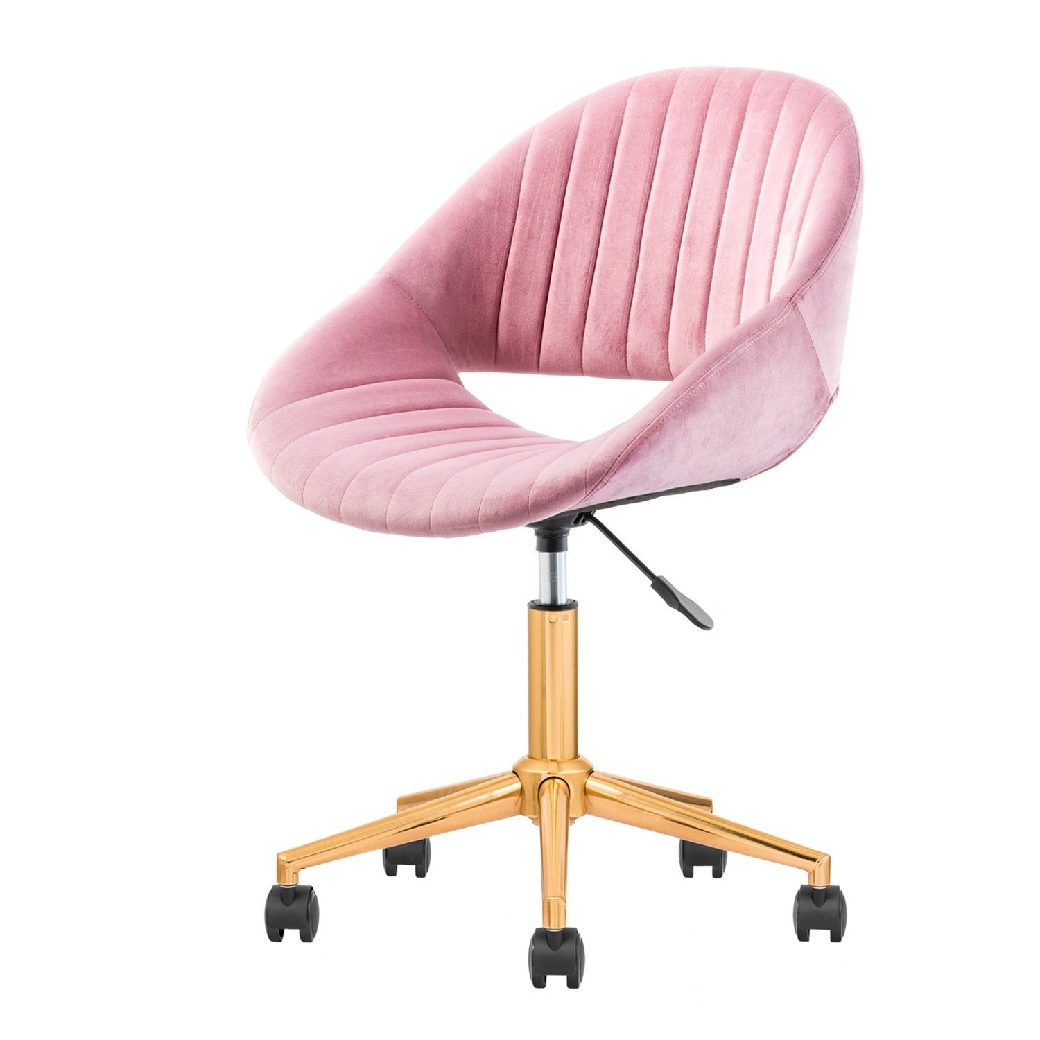 pink plush velvet office chair