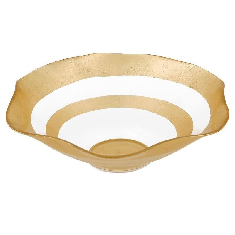 The Wave - Authentic Gold Leaf Decorated Glass 8"Bowl