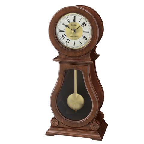 Seiko Rounded Wood Finish Clock with Chime and Pendulum
