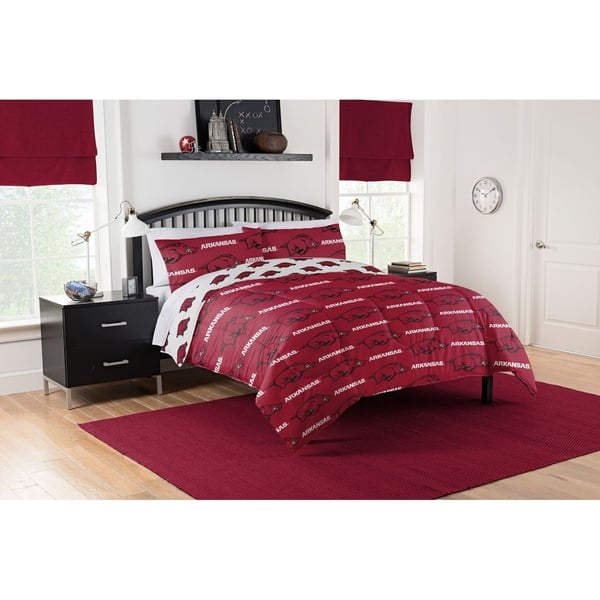 slide 1 of 1, NCAA Arkansas Razorbacks Rotary Queen Bed In a Bag Set