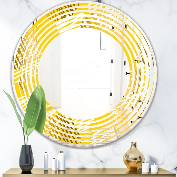 Designart 'Abstract Retro Geometric IV' Modern Round or Oval Wall Mirror - Wave