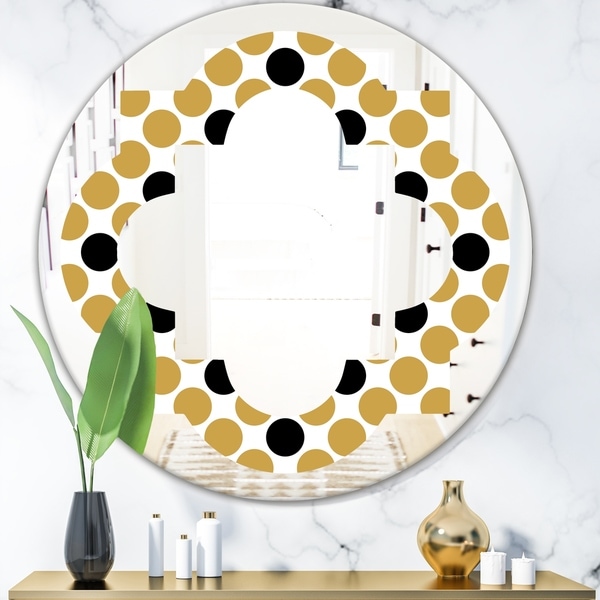 Designart 'Golden Polka Dot' Modern Round or Oval Wall Mirror - Quatrefoil