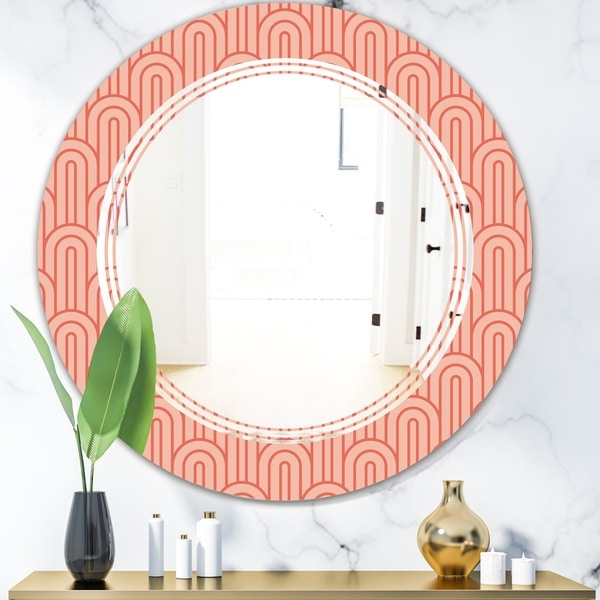 Designart 'Retro Art Deco Waves II' Modern Round or Oval Wall Mirror - Triple C