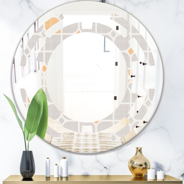 Designart 'Retro Geometrical Pattern II' Modern Round or Oval Wall Mirror - Space