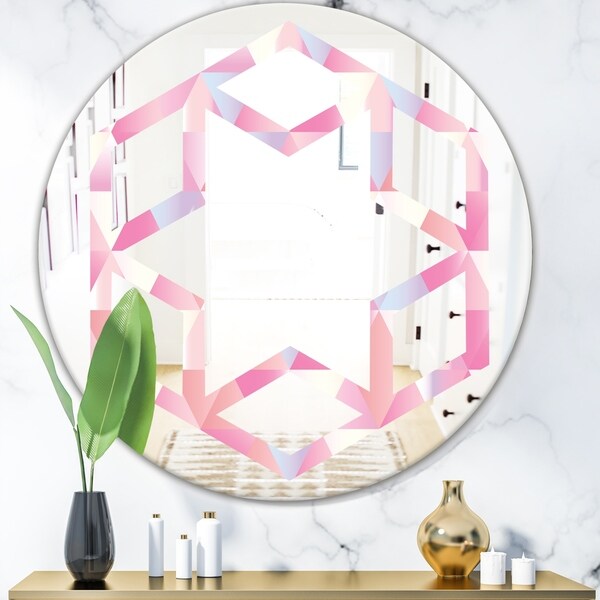 Designart 'Diamond Retro VI' Modern Round or Oval Wall Mirror - Hexagon Star