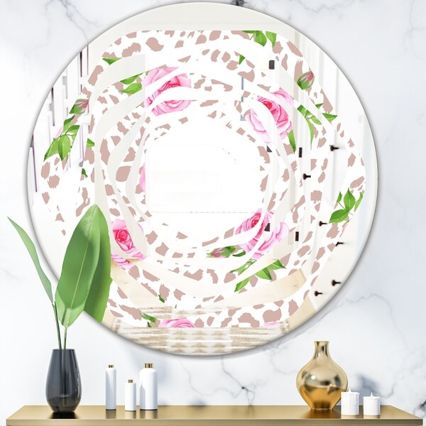 Designart 'Leopard Fur Safari IV' Modern Round or Oval Wall Mirror - Whirl
