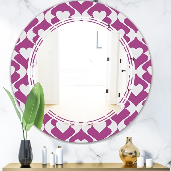 Designart 'Retro Pattern Abstract Design VIII' Modern Round or Oval Wall Mirror - Triple C