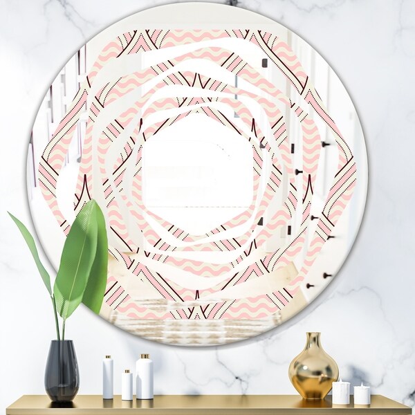 Designart 'Retro Ornament With Decorative Elements' Modern Round or Oval Wall Mirror - Whirl