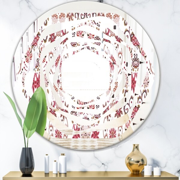 Designart 'Ornamental Retro Pattern' Modern Round or Oval Wall Mirror - Whirl