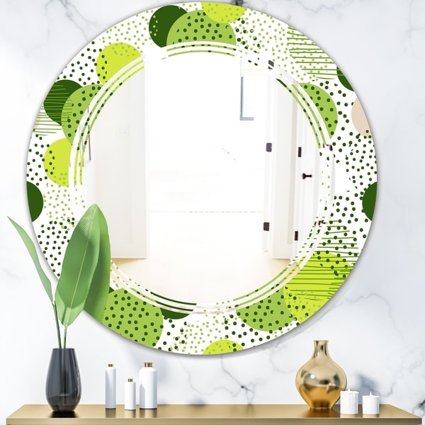 Designart 'Circular Abstract Retro Geometric X' Modern Round or Oval Wall Mirror - Triple C