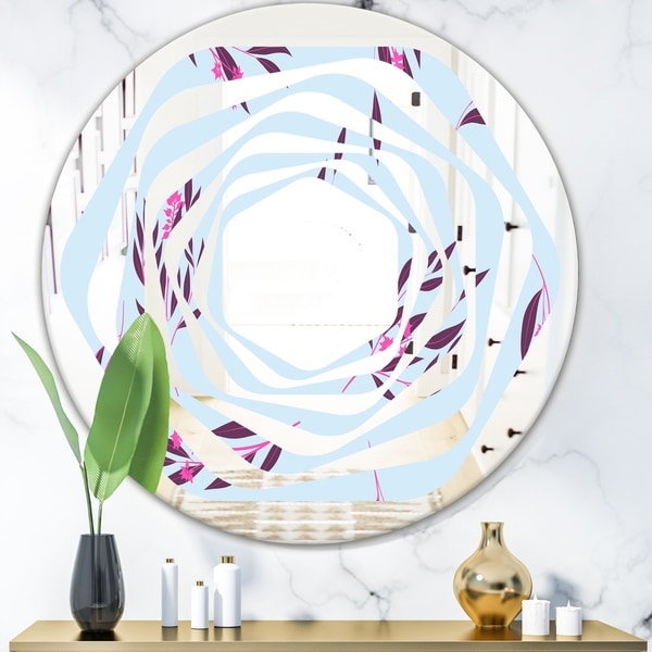 Designart 'Bright Eucalyptus Floral Pattern I' Cottage Round or Oval Wall Mirror - Whirl