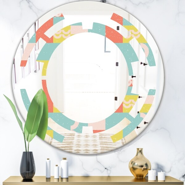 Designart 'Retro Abstract Design III' Modern Round or Oval Wall Mirror - Space
