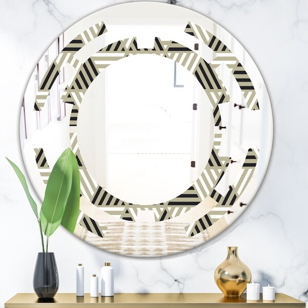 Designart 'Triangular Retro Design VIII' Modern Round or Oval Wall Mirror - Space