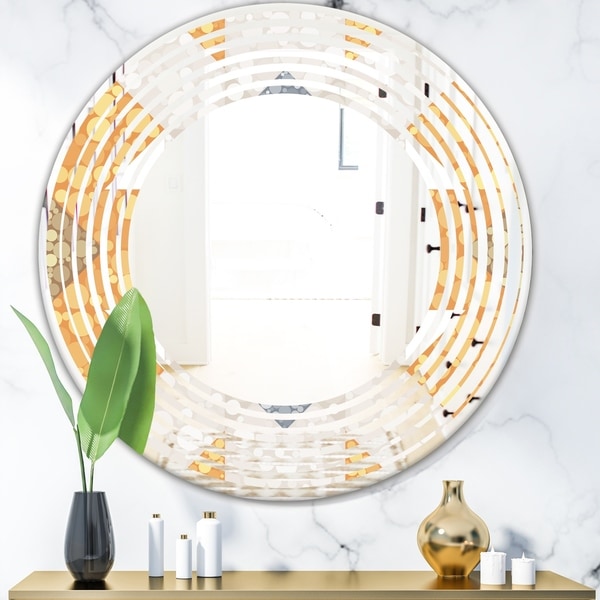 Designart 'Geometric Retro Design I' Modern Round or Oval Wall Mirror - Wave