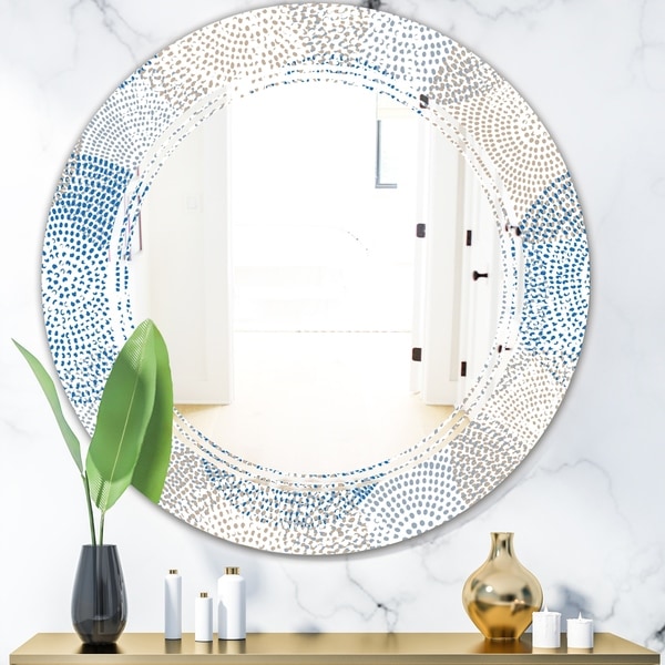 Designart 'Abstract Retro Design I' Modern Round or Oval Wall Mirror - Triple C