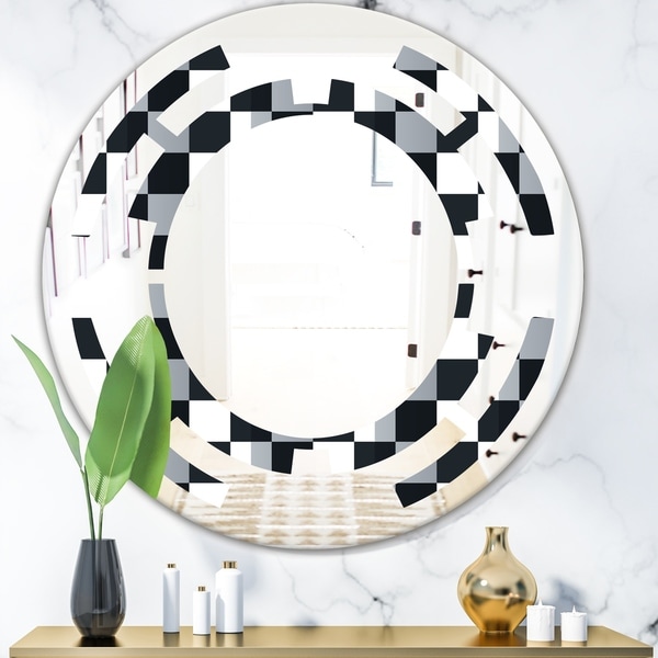 Designart 'Geometric Monochrome Pattern I' Modern Round or Oval Wall Mirror - Space