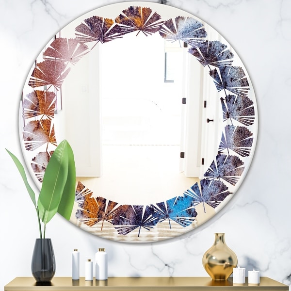 Designart 'Geode 3' Modern Round or Oval Wall Mirror - Leaves
