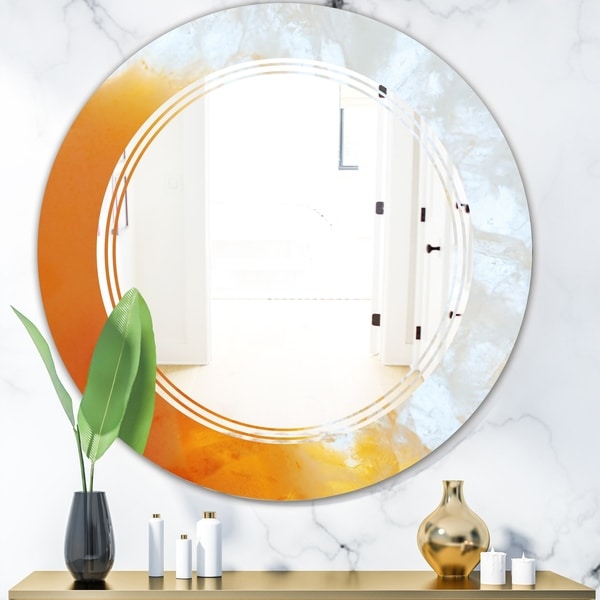 Designart 'True Yellow Stone' Modern Round or Oval Wall Mirror - Triple C
