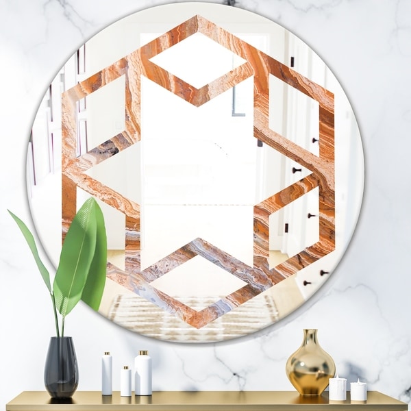 Designart 'Marbled Geode 2' Modern Round or Oval Wall Mirror - Hexagon Star
