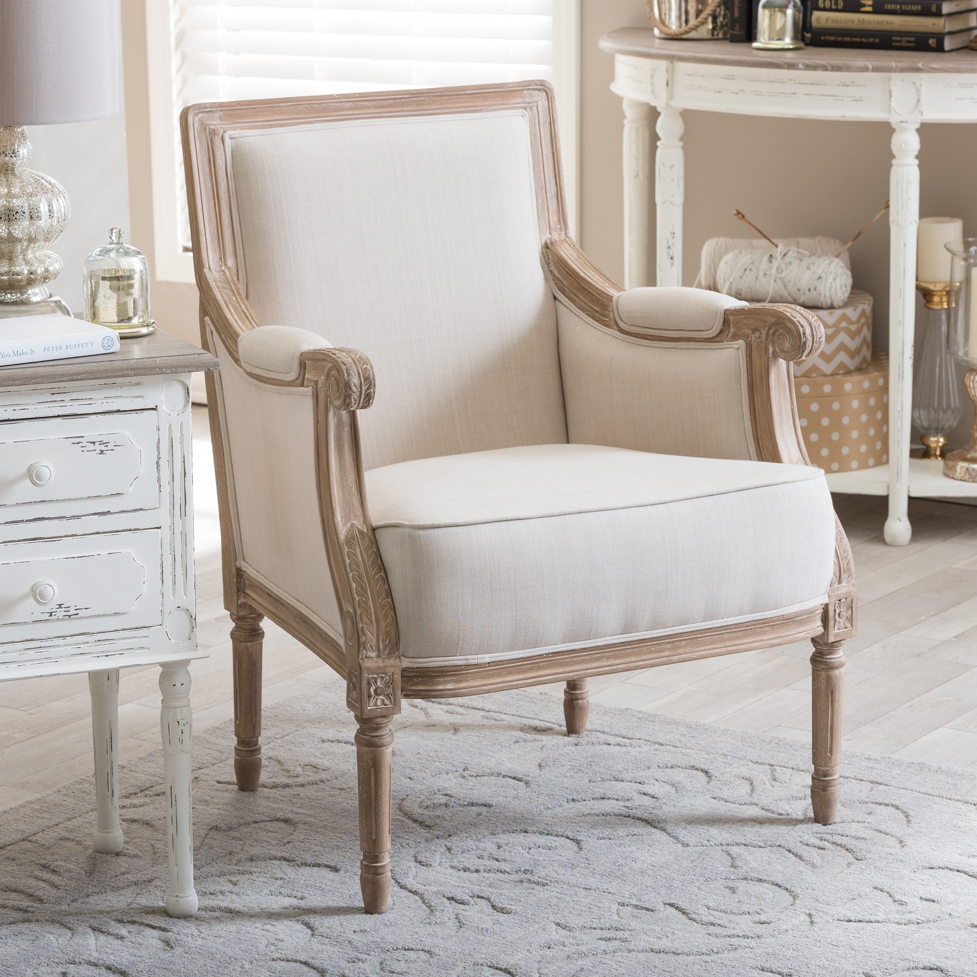 Chavanon wood & cotton 2024 traditional french accent chair