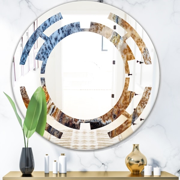 Designart 'China Moss Agate' Modern Round or Oval Wall Mirror - Space