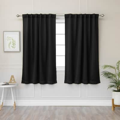 Aurora Home Solid Insulated Thermal Blackout Curtain- Set of 2 panels - 52"W x 54"L