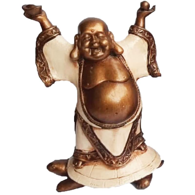 Happy Buddha Stand Figurine 2 - 9" - Cream