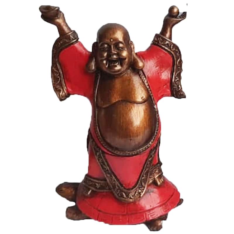 Happy Buddha Stand Figurine 2 - 9" - Red