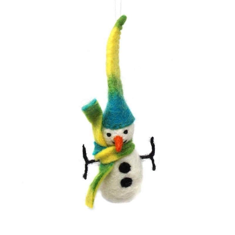 Handmade Felted Wool Christmas Ornament, Snowman-