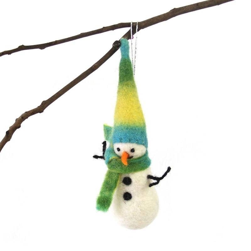 Handmade Felted Wool Christmas Ornament, Snowman-