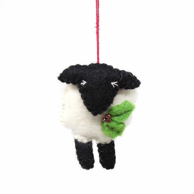 Handmade Felted Wool Christmas Ornament, Sheep-
