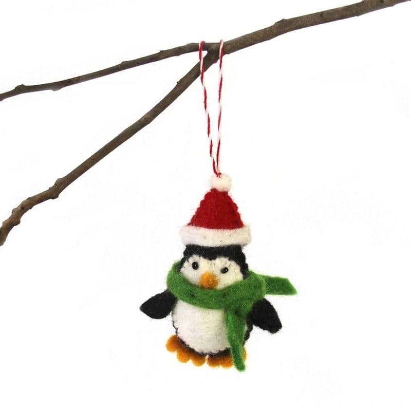 Handmade Felted Wool Christmas Ornament, Penguin-