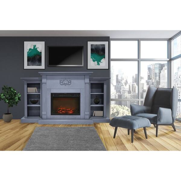 Shop Cambridge Sanoma 72 In Electric Fireplace In Slate Blue With