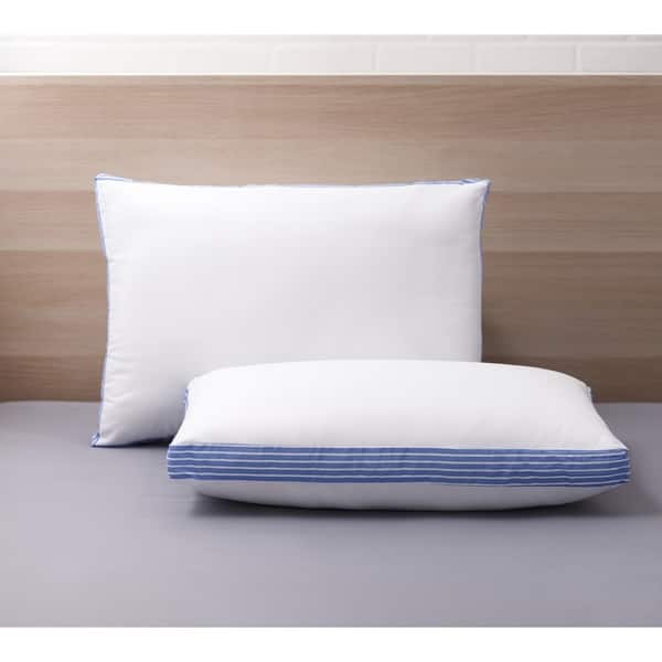 slide 1 of 3, Caddy Shack Blue Stripe Jumbo Gusset Pillow (Set of 2) by Cozy Classics Medium-Firm - Jumbo - Set of 2