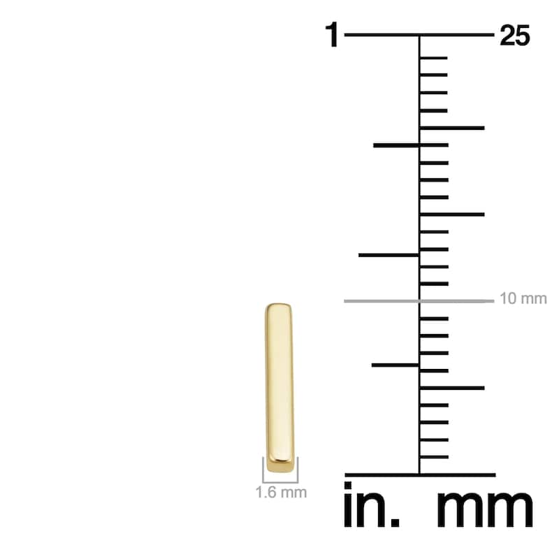 14k Yellow Gold 1.6 millimeter Bar Stud Earrings Minimalist Jewelry