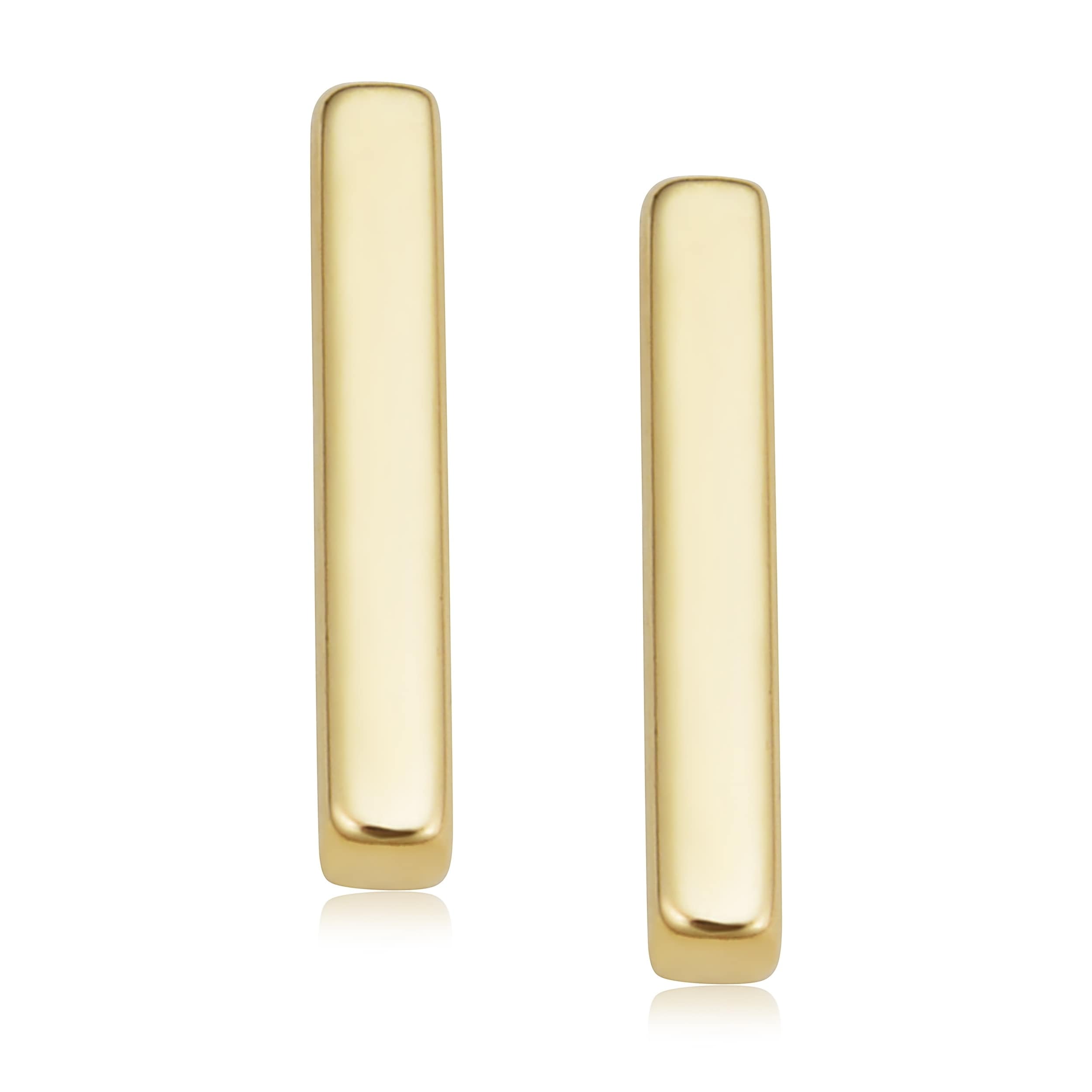 Au Naturale 14k Yellow Gold 1.6 millimeter Bar Stud Earrings Minimalist Jewelry