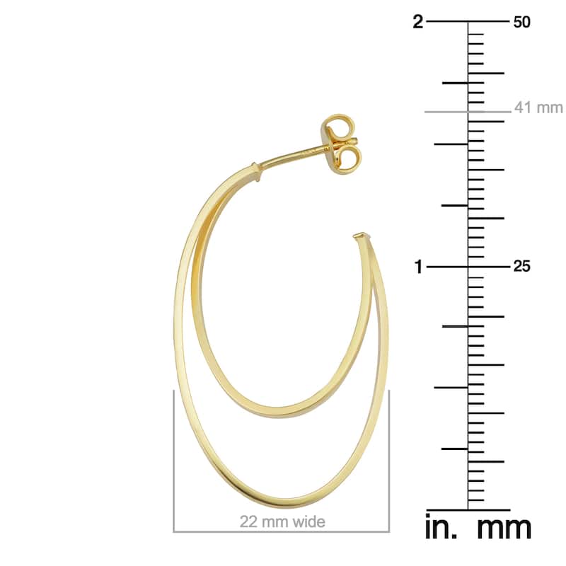 14k Yellow Gold Diamond-cut Graduated Oval Double Open Hoop Earrings