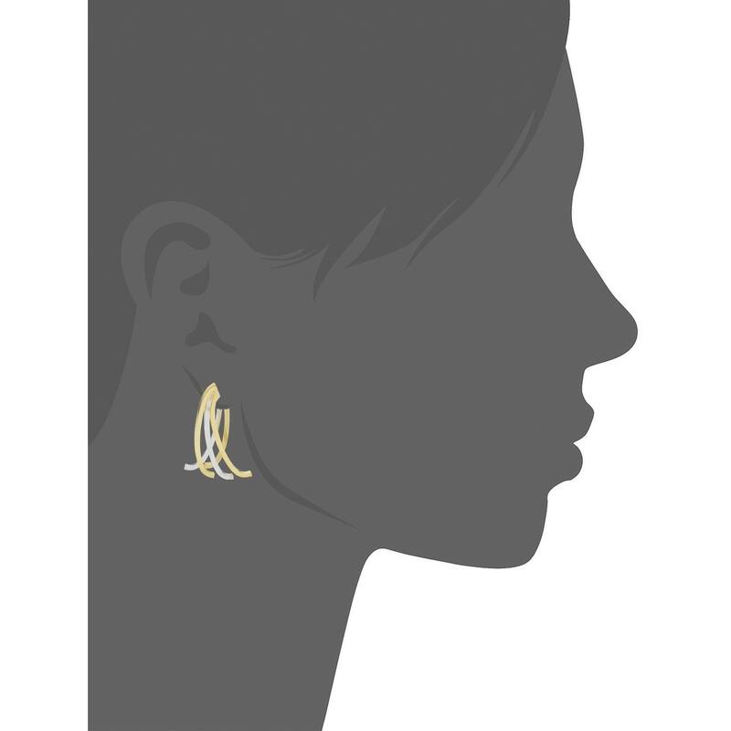14k Two-tone Gold Polished Diamond-cut Triple Curved Bar Front-back Earrings