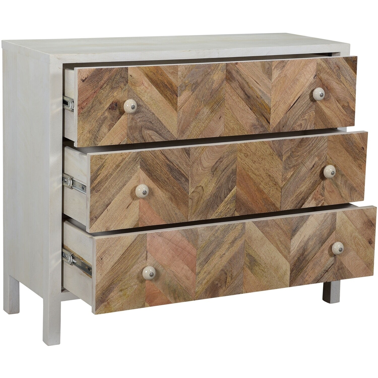 Shop Mango Wood 3 Drawer Chest Featuring Patterned Drawer Fronts With White Crackle Ceramic Knobs Overstock 2938