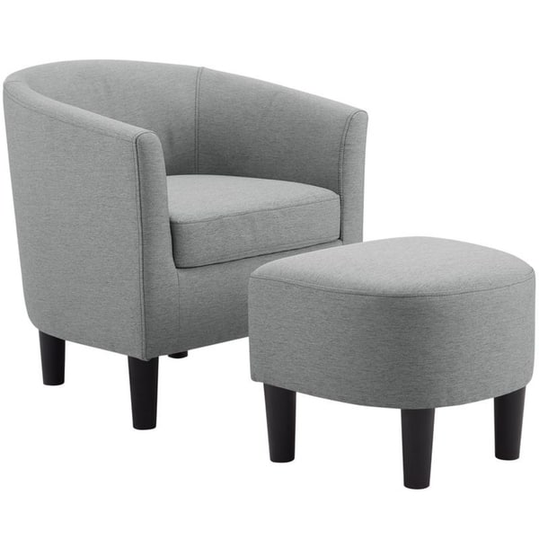 Camilla Fabric Barrel Chair With Ottoman Set On Sale Overstock 29894363 Gray
