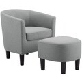 Camilla Fabric Barrel Chair with Ottoman Set