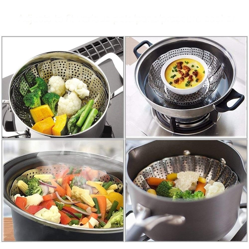 Steamers 11" Stainless Steel Vegetable Steamer Basket Collapsible Veg