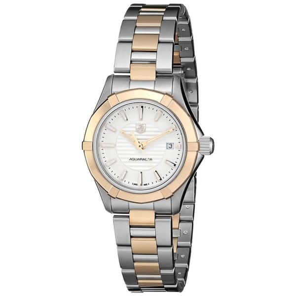 Shop Tag Heuer Women S Wap1450 Bd0837 Aquaracer 18kt Rose Gold Two Tone Stainless Steel Watch On Sale Overstock 29896340