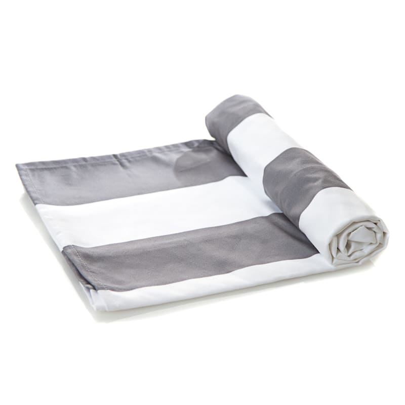 Quick Dry Travel Towels, Beach Towels, Camp Towels - Stripe Gray - Striped