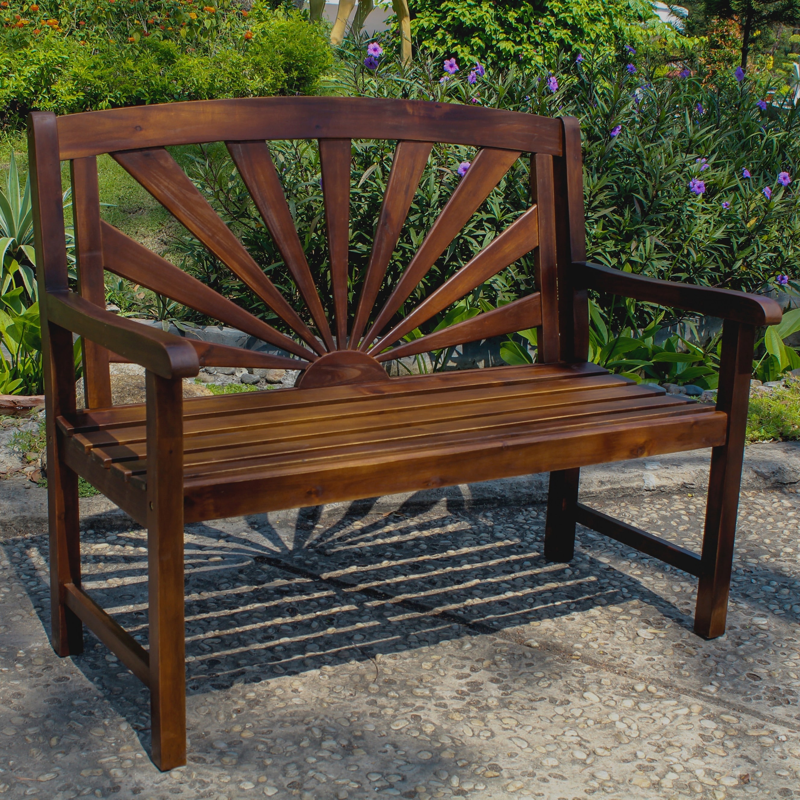 Garden Bench 3 Seater Patio Outdoor Metal Wood Picnic Chair