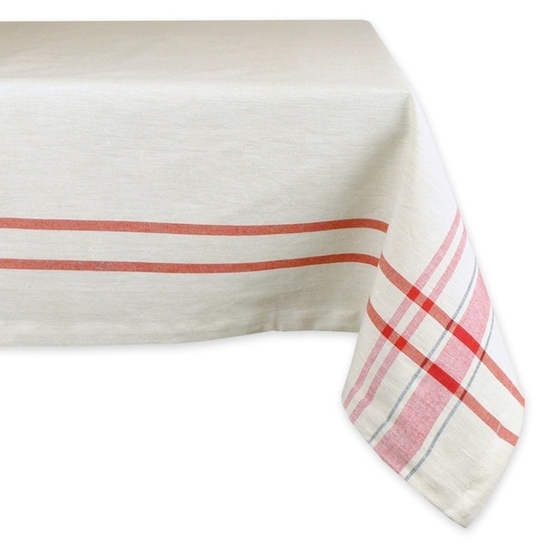 Cotton Machine Washable French Stripe Kitchen Tablecloth 52" x 52" Red Stripes