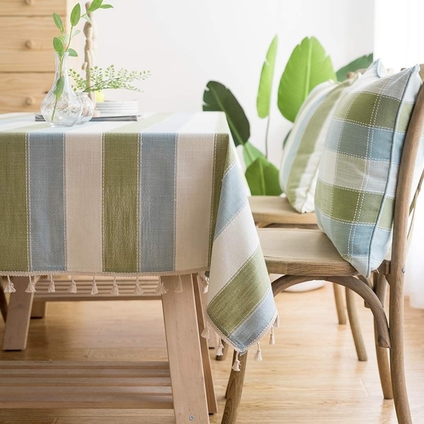 Polyester Cotton Stylish Kitchen Dining Tablecloth 55" x 55" Blue Green