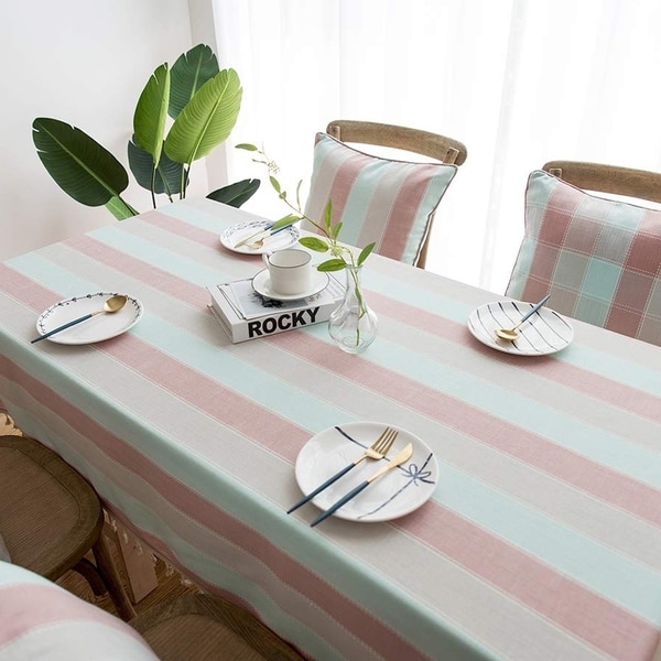 Polyester Cotton Stylish Kitchen Dining Tablecloth 55" x 55" Blue Pink