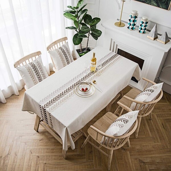 Polyester Cotton Stylish Kitchen Dining Tablecloth 55" x 55" Coffee Wheat